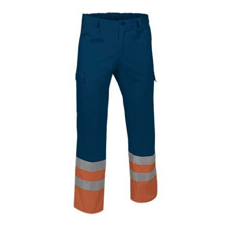 Pantalón multibolsillos de alta visibilidad con cintas reflectantes, variedad de colores EN 20471 VALENTO TRAIN S Naranja fluor / Azul mar
