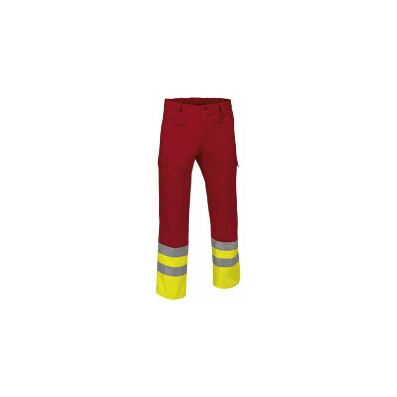 

Valento - Pantalón multibolsillos de alta visibilidad - EN 20471 Train | XXL - Amarillo fluor / Rojo loto