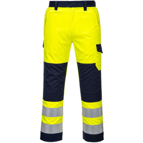Pantalón para industrias Modaflame alta visibilidad trasera elástica amarillo flúor Regular MV46 XXXL Amarillo/Marino