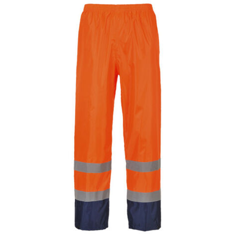 Pantalón para lluvia de alta visibilidad Classic Contrast con cintas reflectantantes H444 XXXL Naranja flúor / Azul marino