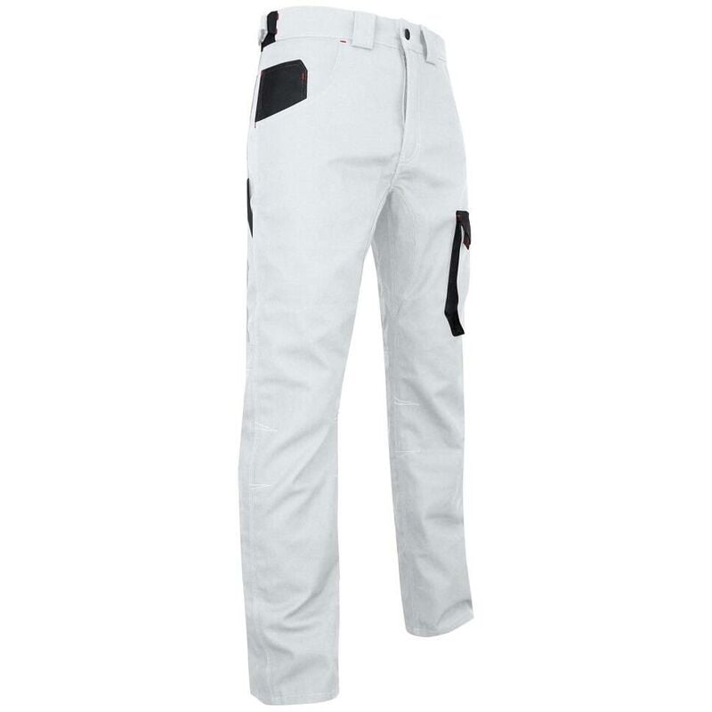 pantalon peintre bicolore multipoches lma facade blanc / gris 38 - blanc / gris