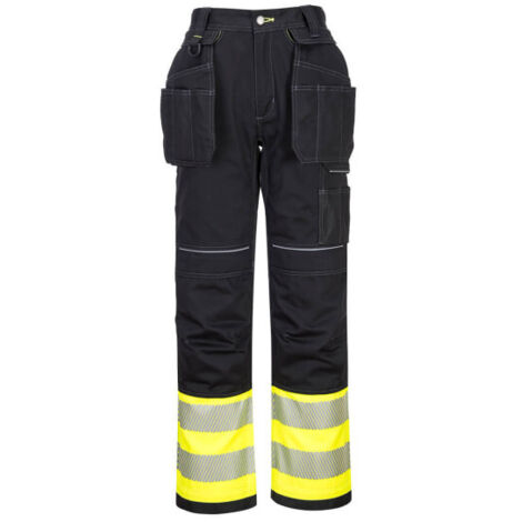 Pantalón PW3 negro de extremos flúor con cintas reflectantes bolsillos de pistolera PW307 36 pulgadas Amarillo / Negro