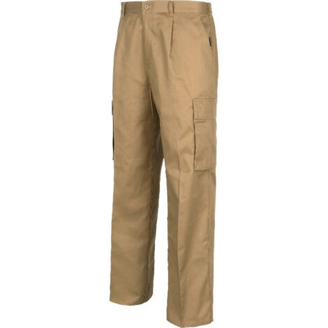 Pantalón recto multibolsillos con trabillas WORKTEAM B1403 52 Beige
