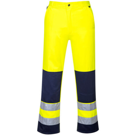 Pantalón Seville bicolor tejido Kingsmill bolsillos con solapa y costura de puntada doble TX71 XXL Amarillo/Marino