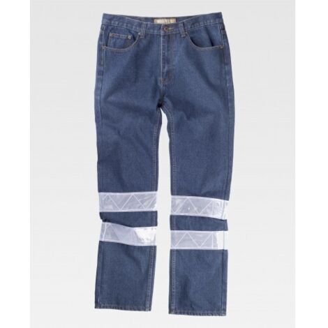 Pantalón vaquero de corte regular con reflectantes WORKTEAM Combi B4007