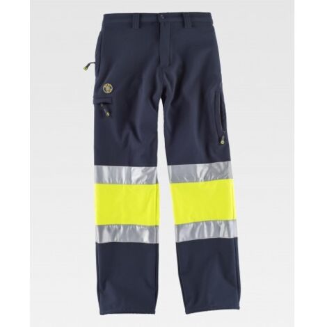 Pantalón Workshell combinado con alta visibilidad y bolsillos internos WORKTEAM S9820