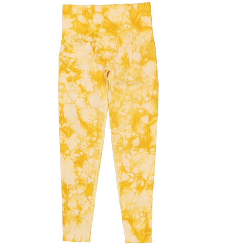 Pantalon Yoga Femme Taille Haute Imprimé Tie Dye Jaune, Effet Fessier Galbé, Taille L, Pour Running Fitness Étirement