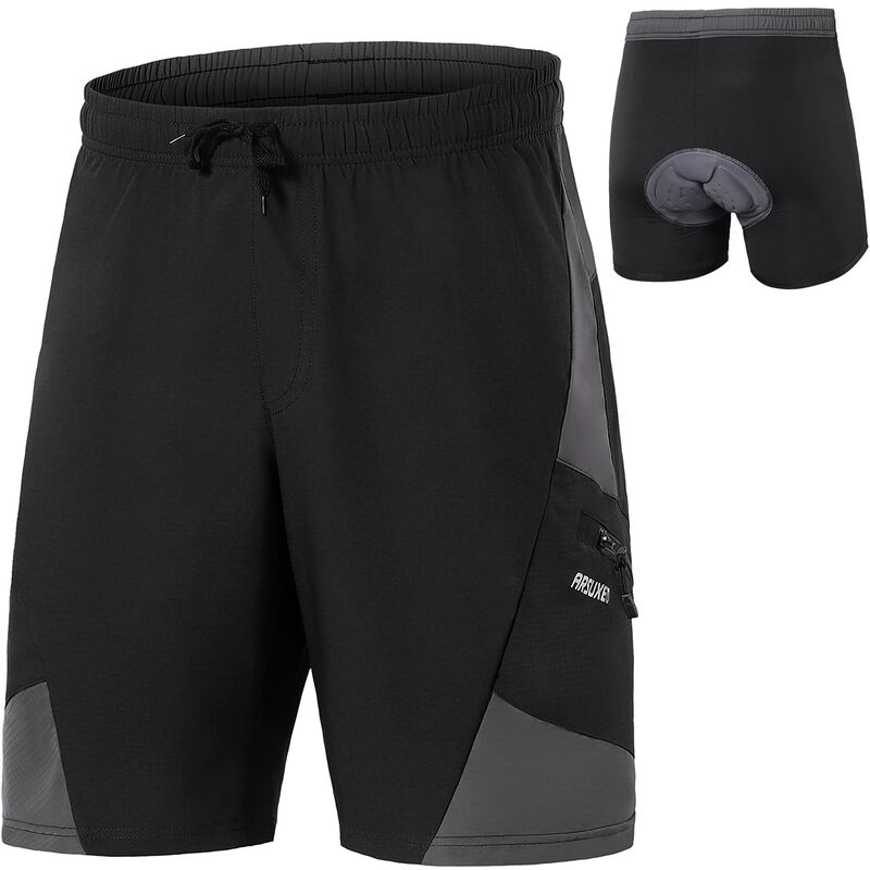 Arsuxeo - Pantaloncini da ciclismo, nero xxl