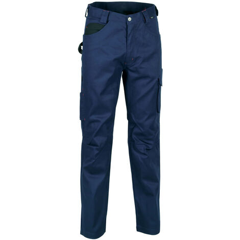 PANTALONE COTONE POLIESTERE BLU/NERO 58