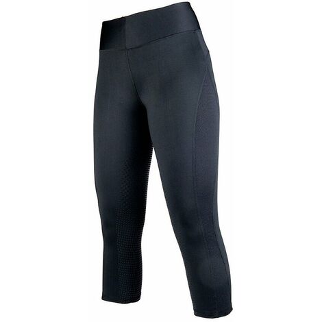 Pantalone da equitazione donna a 3/4 con rinforzo in silicone totale modello Mesh: 36/38, nero 9100