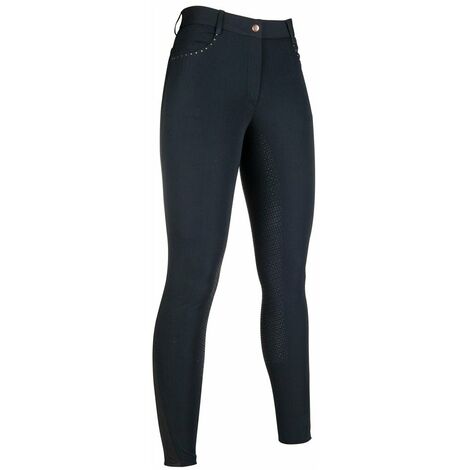 Pantalone da equitazione donna con grip totale modello Rosegold Glamour: 46, blu scuro /rosa oro 6979