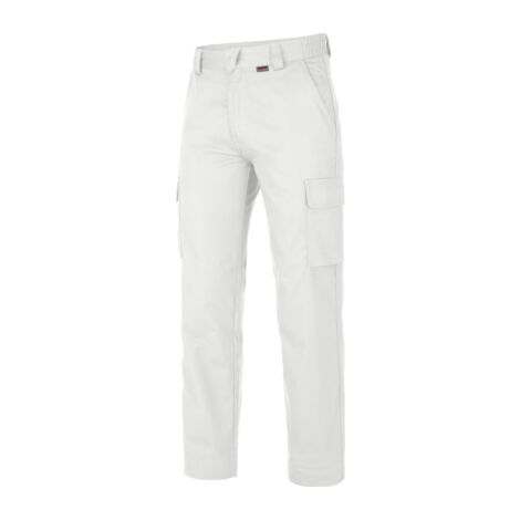 Pantalone Da Lavoro Drill Cotone Con Tasca Laterale Col Bianco 