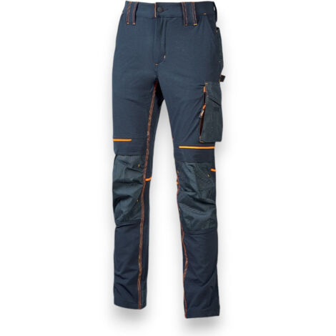 Pantalone lavoro stretch blu idrorepellente traspirante tasche multifunzione elastico regolabile tripla cucitura zip YKK - XXL