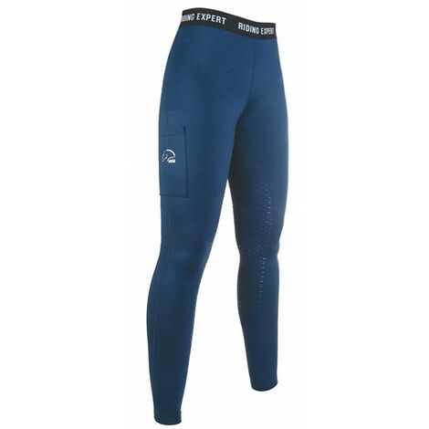 Pantalone leggings da equitazione e bambina donna con grip totale modello Graz: 7/9 anni, bluscuro/neon corallo 4268