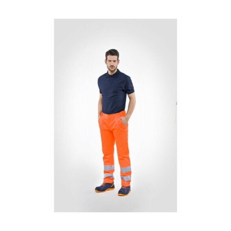 Image of Pantalone pantaloni abbigliamento lavoro alta visibilita' arancio arancione tgL