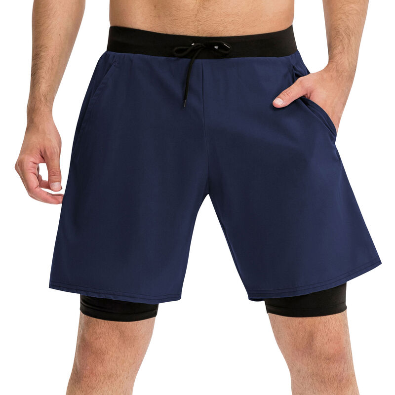 

Asupermall - Pantalones cortos deportivos 2 en 1 para hombre, pantalones cortos elasticos, transpirables, de baloncesto, para correr, para atletas,