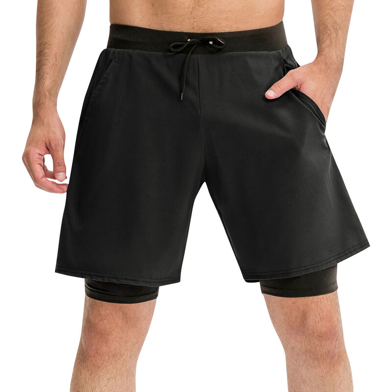 

Asupermall - Pantalones cortos deportivos 2 en 1 para hombre, pantalones cortos elasticos, transpirables, de baloncesto, para correr, para atletas,