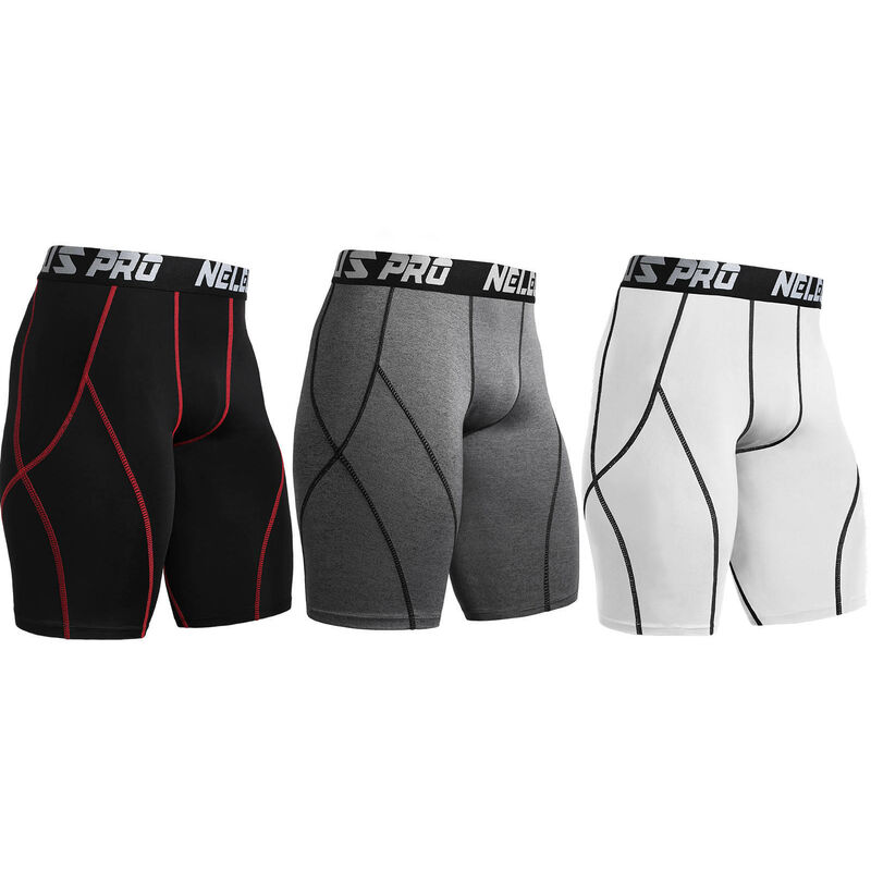 

Pantalones cortos deportivos de 3 piezas para hombre, de secado rapido, elasticos, transpirables, para gimnasio, mallas para correr, ropa