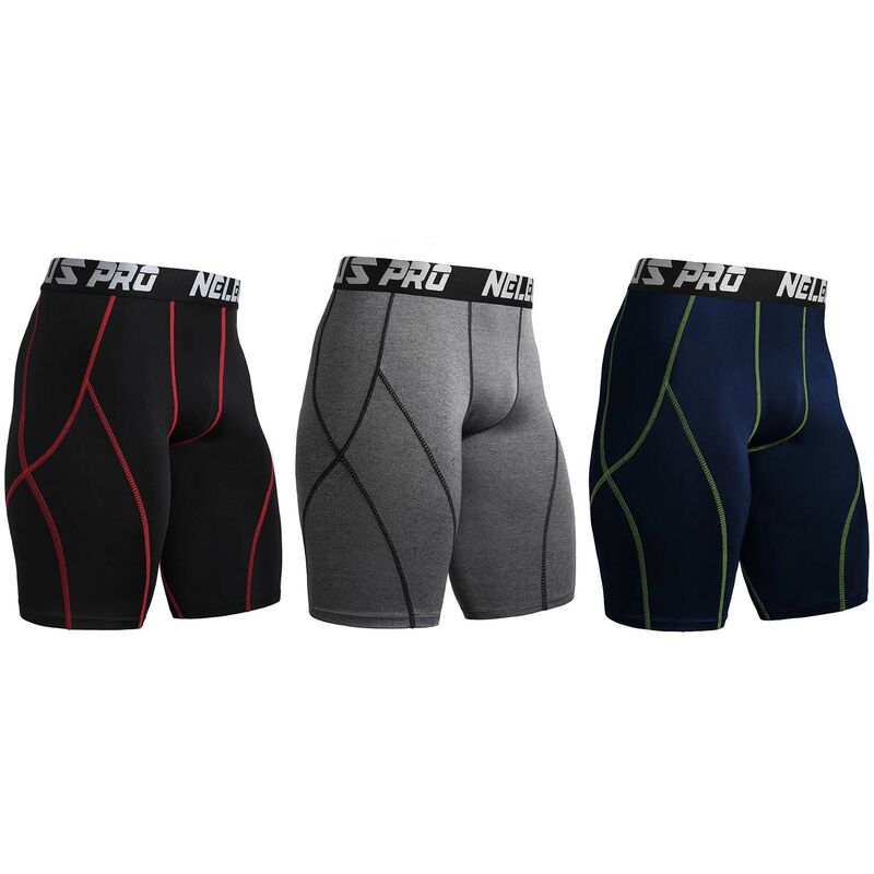 

Pantalones cortos deportivos de 3 piezas para hombre, de secado rapido, elasticos, transpirables, para gimnasio, mallas para correr, ropa