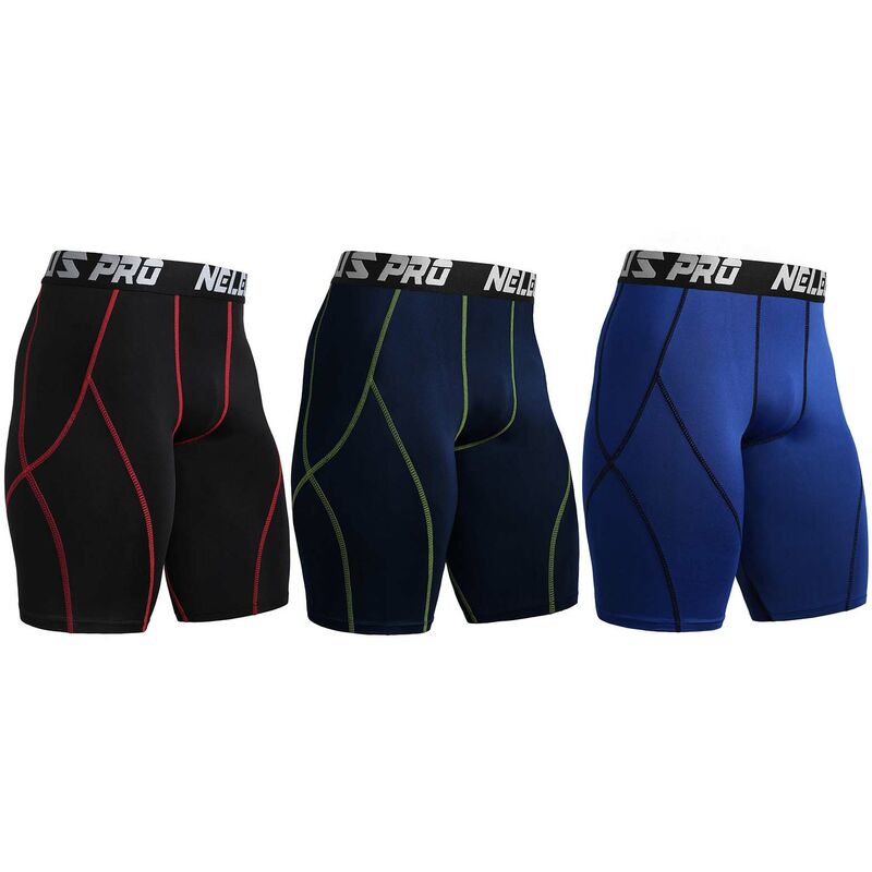 

Pantalones cortos deportivos de 3 piezas para hombre, de secado rapido, elasticos, transpirables, para gimnasio, mallas para correr, ropa