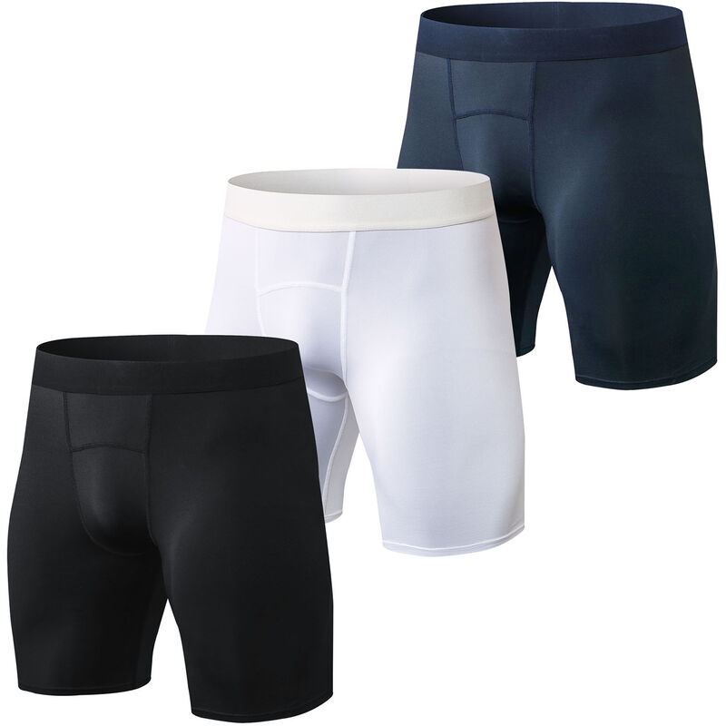 

Pantalones cortos deportivos de 3 piezas para hombre, elasticos, ajustados, transpirables, que absorben la humedad, pantalones de entrenamiento para