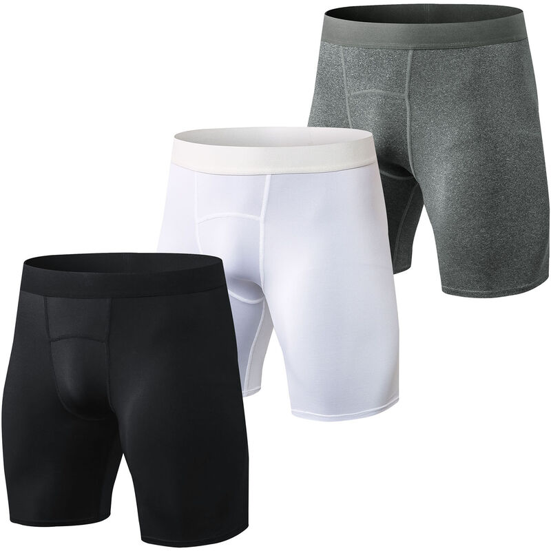 

Pantalones cortos deportivos de 3 piezas para hombre, elasticos, ajustados, transpirables, que absorben la humedad, pantalones de entrenamiento para