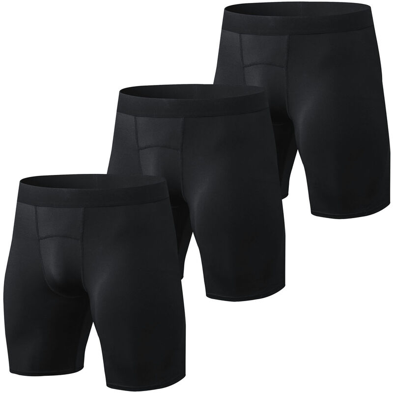 

Pantalones cortos deportivos de 3 piezas para hombre, elasticos, ajustados, transpirables, que absorben la humedad, pantalones de entrenamiento para