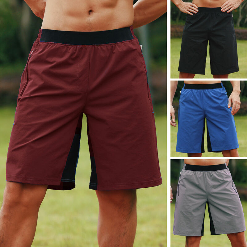 

Pantalones cortos deportivos para hombre Cintura elastica Bolsillo con cremallera Pantalones cortos de gimnasio para correr de secado rapido que
