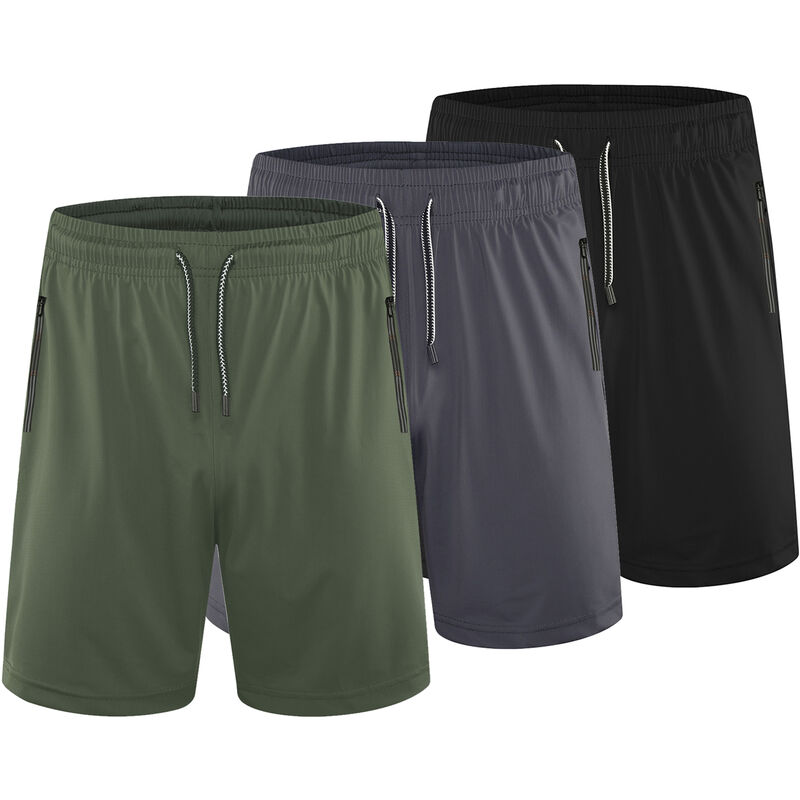 

Pantalones cortos deportivos para hombre, cintura elastica, cordon, bolsillo con cremallera, pantalones ligeros de secado rapido, entrenamiento,