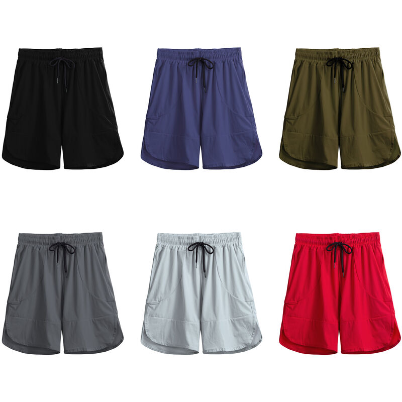 

Pantalones cortos deportivos para hombre, con cordon, cintura elastica, bolsillos laterales, pantalones cortos para correr, transpirables y de secado