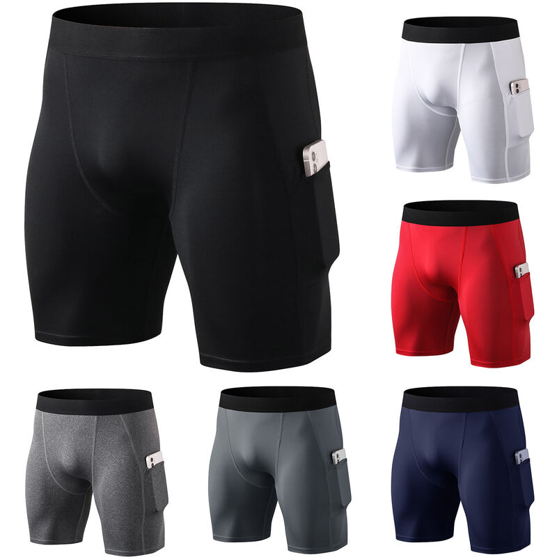 

pantalones cortos deportivos,Pantalones cortos de compresion para hombre, secado rapido,Rojo, L