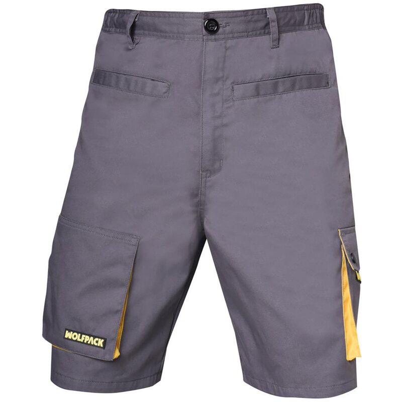 

Pantalones cortos detrabajo, multibolsillos, resistentes, gris/amarillo talla 38/40 s