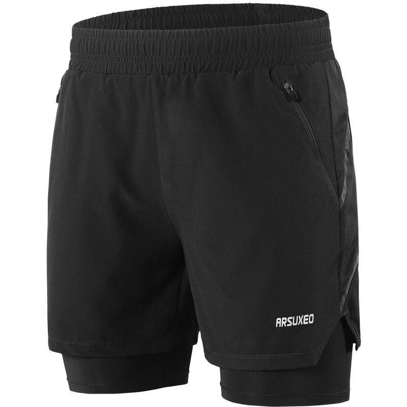 

Pantalones cortos para correr 2 en 1 para hombre, pantalones cortos de ciclismo de maraton, de secado rapido, transpirables, ejercicio de