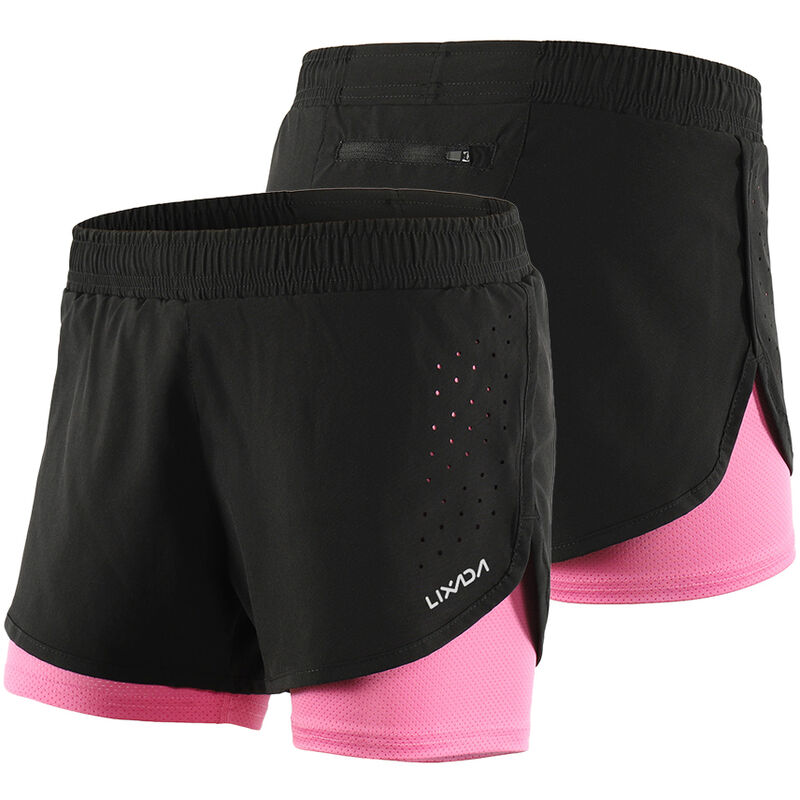 

Pantalones cortos para correr 2 en 1 para mujer, de secado rapido, transpirables, para ejercicios de entrenamiento activo, para correr, pantalones