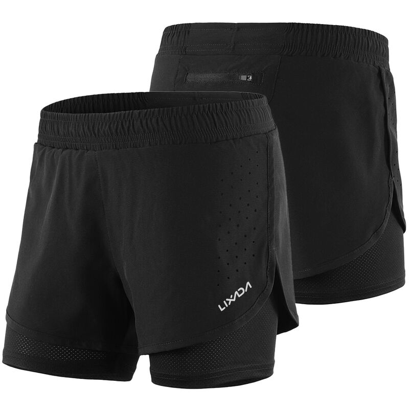 

Pantalones cortos para correr 2 en 1 para mujer, de secado rapido, transpirables, para ejercicios de entrenamiento activo, para correr, pantalones