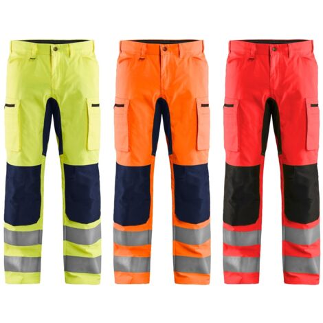 Pantalones de alta visibilidad stretch Blaklader 1585 - 46 (EU) - Azul/Amarillo