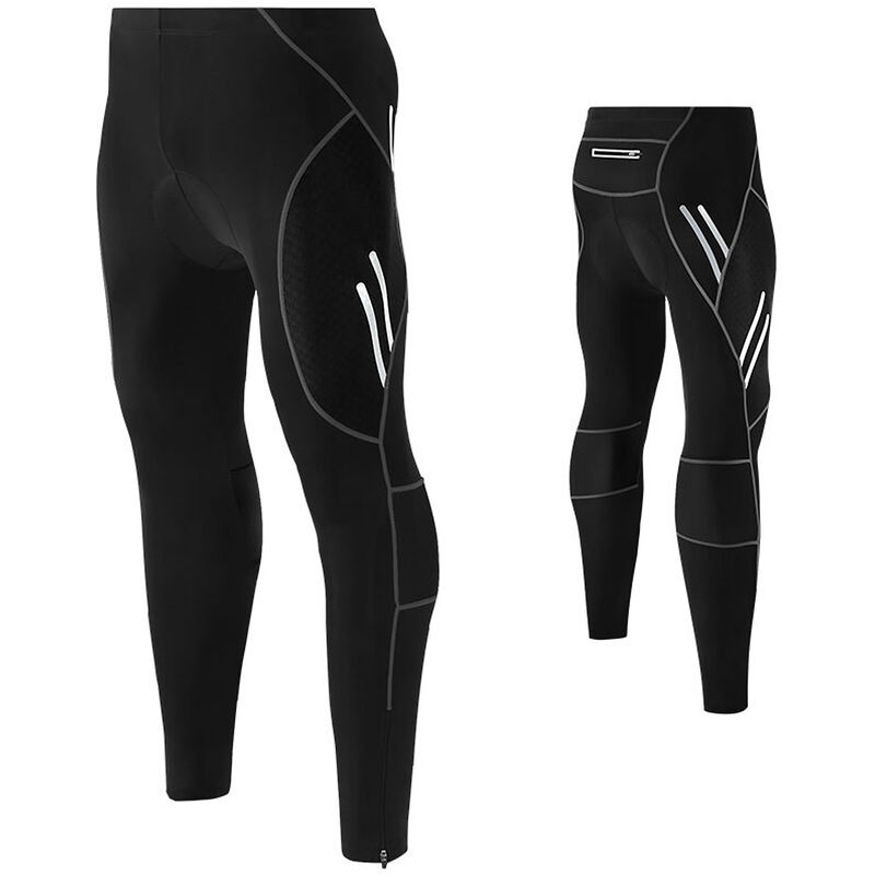 

Pantalones de bicicleta de ciclismo para hombre 4D acolchados largos pantalones elasticos de bicicleta pantalones transpirables,Negro, M