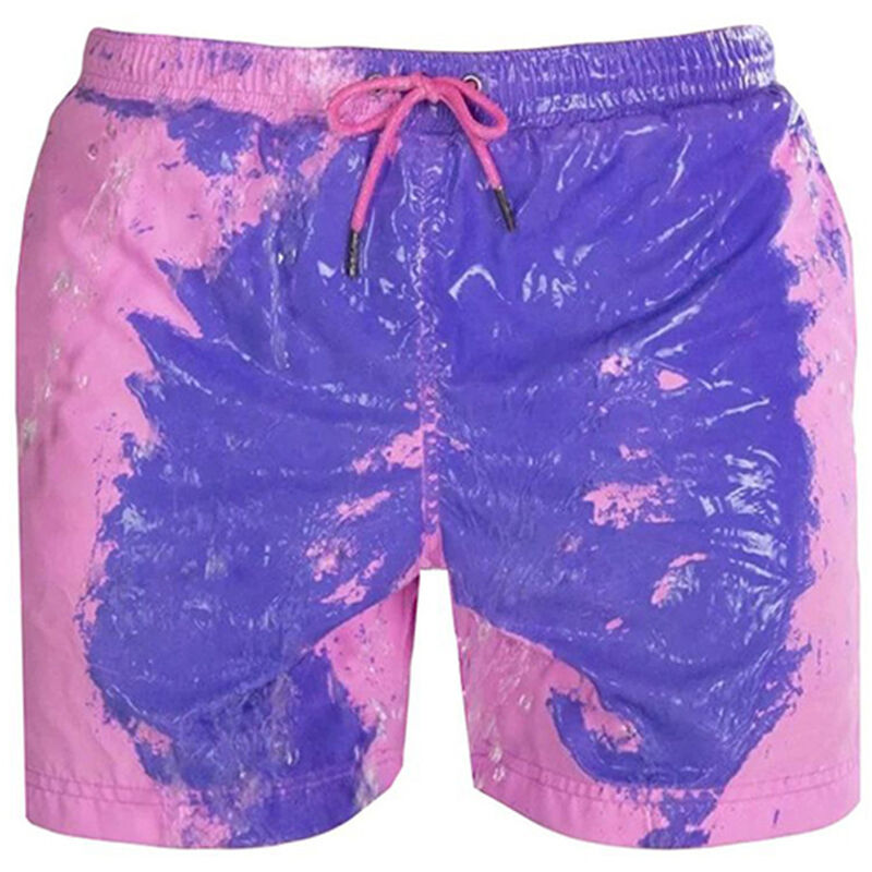 

Pantalones de playa Pantalones cortos de cambio de temperatura de gran tamano con cambio de color masculino,Rosa, L