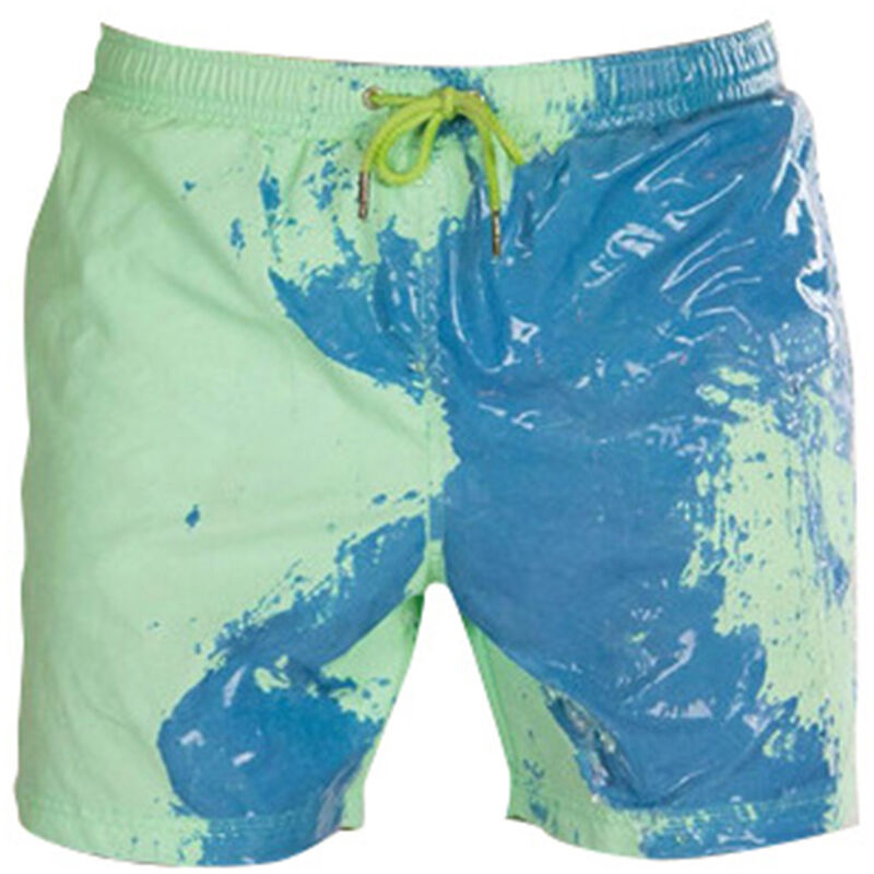 

Pantalones de playa Pantalones cortos de cambio de temperatura de gran tamano con cambio de color masculino,Verde, M