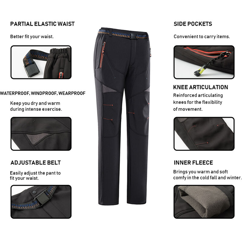 

Pantalones de senderismo para mujer, forro polar, desmontables, impermeables, a prueba de viento, pantalones de montana con bolsillos con cremallera,