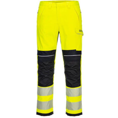Pantalones de trabajo de alta visibilidad PW3 resistentes a la llama PORTWEST FR406 38 pulgadas (talla 48) Amarillo / Negro