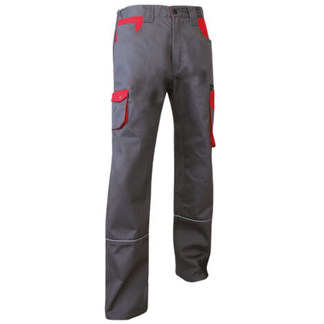 Pantalones de trabajo LMA 110821 LIN talla 40 gris/rojo multibolsillo
