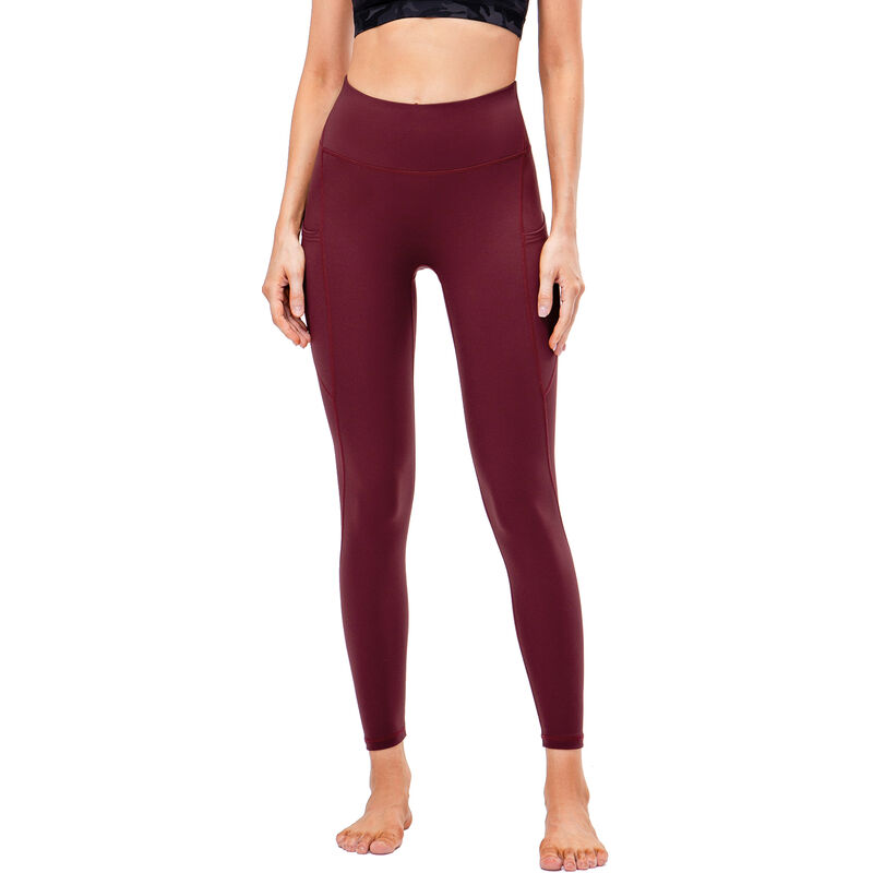 

Pantalones de yoga de lana para mujer con bolsillos Cintura ancha Correr Entrenamiento deportivo Leggings de invierno Pantalones,Borgona, Medio