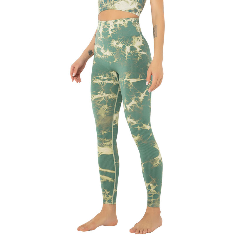 

Pantalones de yoga para mujer con estampado Tie-dye de cintura alta sin costuras Bodycon que absorbe la humedad Pantalones deportivos para correr