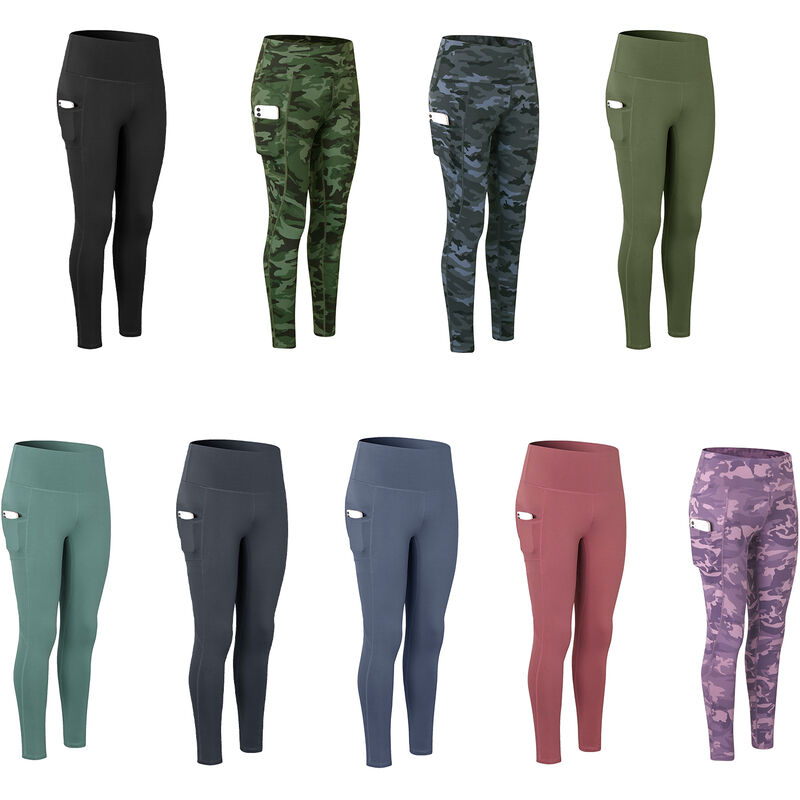 

Pantalones deportivos para mujer, mallas de yoga, estampado de camuflaje, bolsillo de cintura alta, correr, gimnasio, pantalones deportivos, ropa