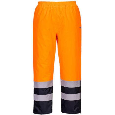 Pantalones impermeables de alta visibilidad Winter cintura elástica con cintas reflectantes S598 M Naranja flúor / Azul marino