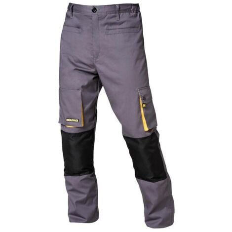 pantalones largos detrabajo, multibolsillos, resistentes, rodilla reforzada, gris/amarillo talla 46/48 l (slim fit)