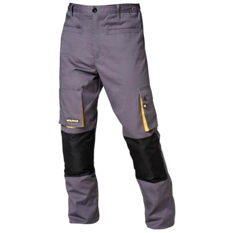 pantalones largos detrabajo, multibolsillos, resistentes, rodilla reforzada, gris/amarillo talla 54/56 xxl (slim fit)