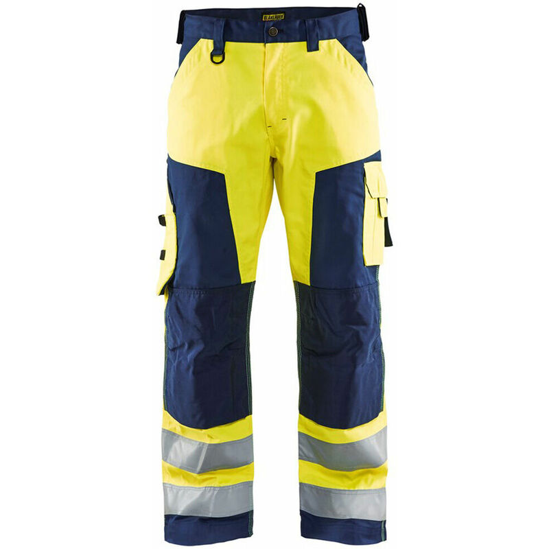 Image of Pantaloni da lavoro alta visibilità Blaklader light weight cordura ginocchia Giallo / Marina 56 - Giallo / Marina