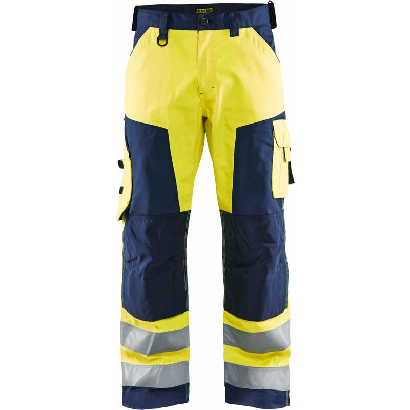 Image of Blaklader - blakläder - Pantaloni ad alta visibilità giallo / blu marino